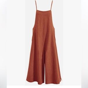 Women Casual Loose Long Bib Pants Wide Leg Jumpsuits Baggy Cotton Rompers